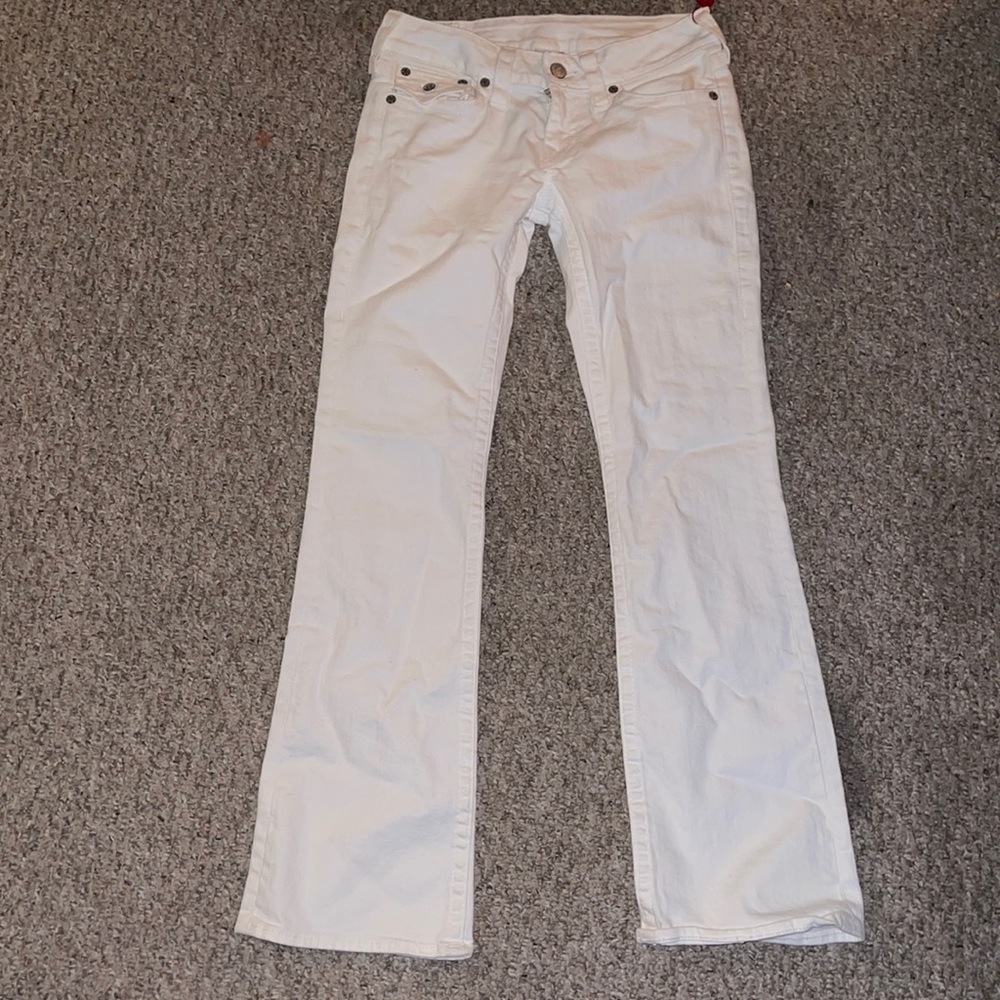 White boot cut jeans